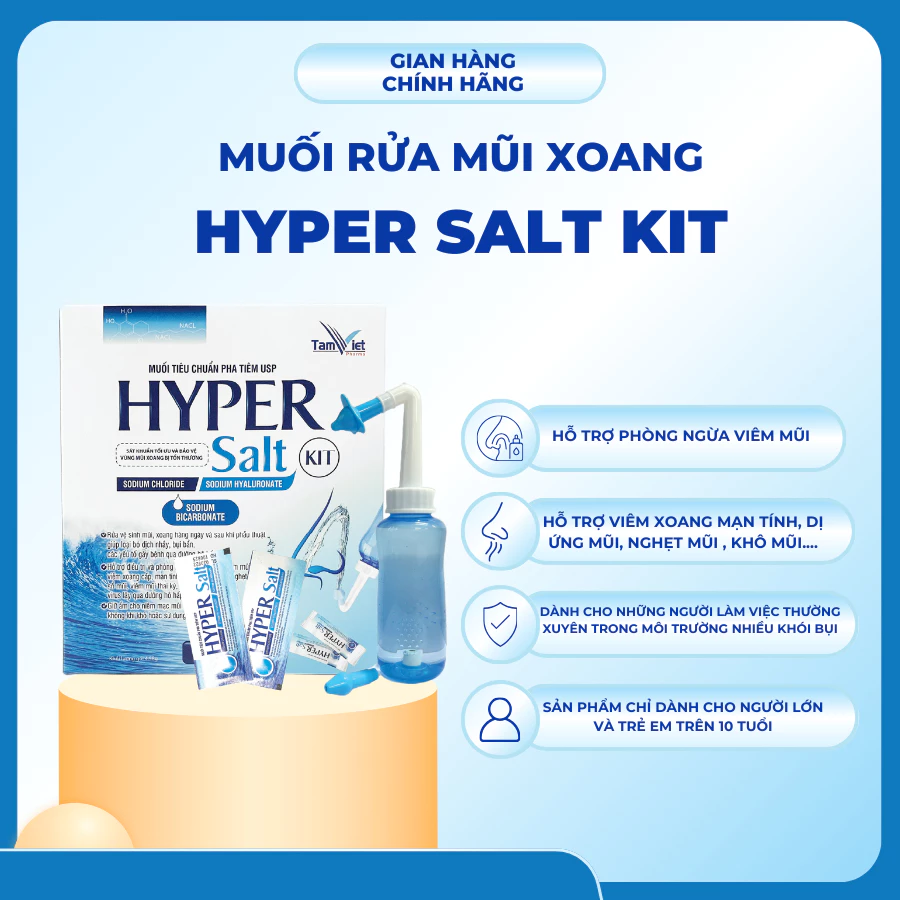 HYPER Salt KIT hộp 14 gói + 1 bình 300ml Muối Rửa Mũi Xoang
